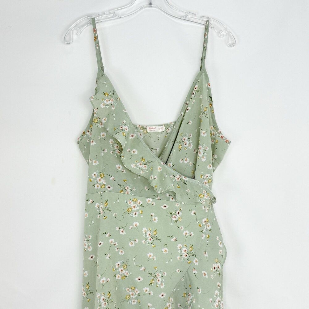 ROMWE Wrap Dress  Green Floral Size US 14 Summer Dress - Picture 11 of 16